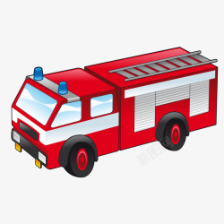 一辆红色的卡通消防车矢量图素材