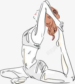 手绘练习瑜伽的女人素材