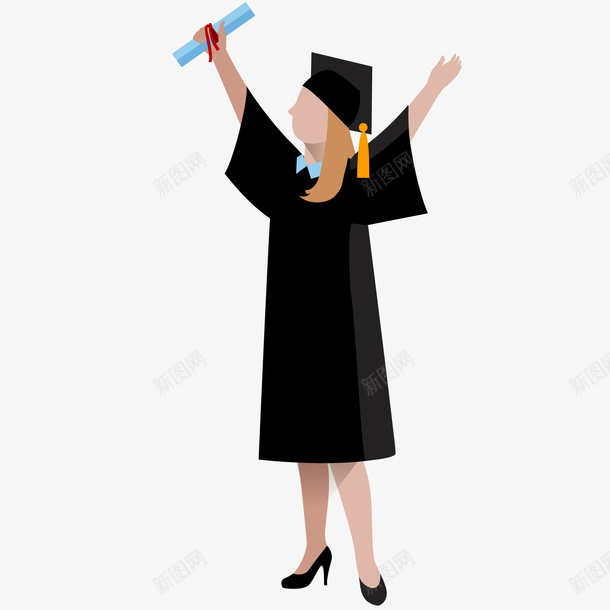 女大学生欢呼毕业插画png免抠素材_88icon https://88icon.com 卡通毕业生 女大学生欢呼毕业插画 学士帽 学士服 庆祝 教育 欢呼 毕业生