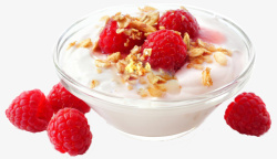层叠酸奶麦片莓子麦片酸奶碗高清图片