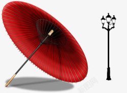 红色中国风雨伞油纸伞素材
