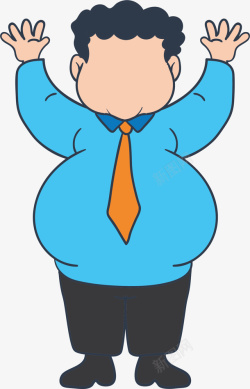 微胖男人蓝衣大肚子卡通男人高清图片