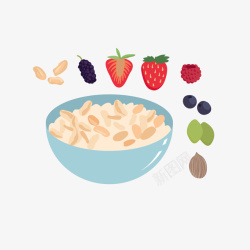 水果粒营养早餐水果燕麦粒矢量图高清图片