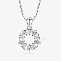 爱心吊坠项链银饰锆石钻石素材