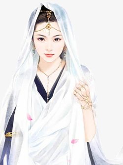 白色服饰头纱首饰古代美女素材