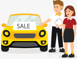 汽车销售员名片带客户看车的销售高清图片