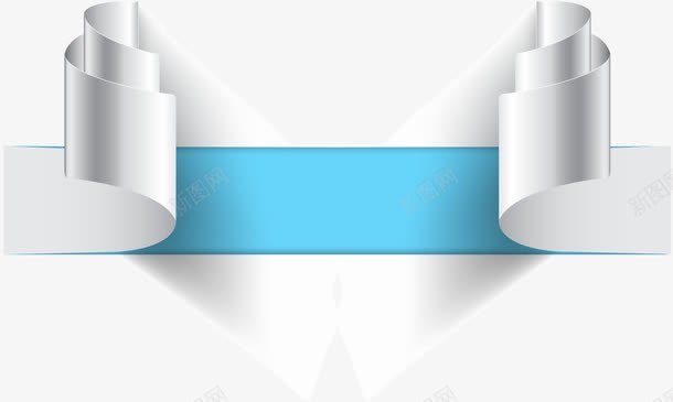 蓝色卷曲标签png免抠素材_88icon https://88icon.com 丝带 卷曲绸带 标题框 横幅 缎带 蓝色标签 装饰图案