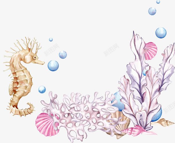 手绘海底生物png免抠素材_88icon https://88icon.com 小海马 手绘海马 海底生物 海洋动物 海洋植物 海洋生物 海马