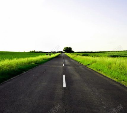 辽阔的道路绿色草地背景