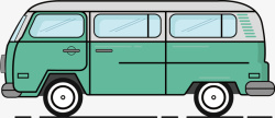 水彩绿色巴士矢量图素材