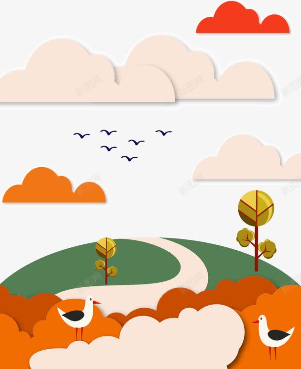 橙色卡通云朵小山丘装饰图案png免抠素材_88icon https://88icon.com 云朵 免抠PNG 卡通 小山丘 橙色 装饰图案