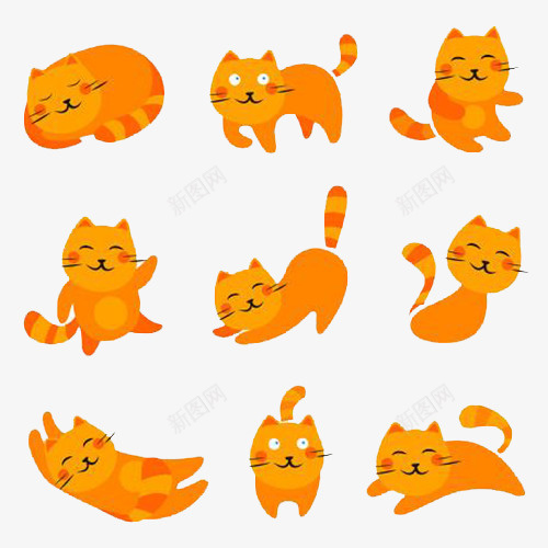 九只懒惰的猫png免抠素材_88icon https://88icon.com 动物 可爱的猫咪 哺乳类 宠物 山楂叶 懒洋洋的小猫 橘色的毛发