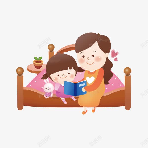 卡通可爱的母女图png免抠素材_88icon https://88icon.com 书本 卡通 女儿 床头 感动故事 插图 母与女 母亲的故事 母爱 爱心 讲故事