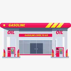 给自己加油的汽车卡通加油站高清图片