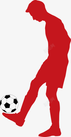 队员剪影红色用脚颠球的球员高清图片