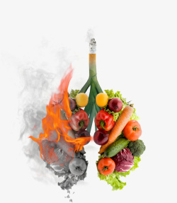炫酷创意吸烟有害健康肺部插画素材