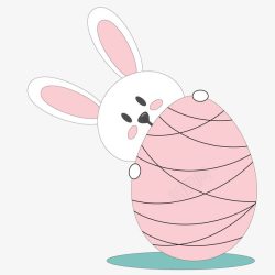 粉红色小兔子站在彩蛋后面的小兔子高清图片
