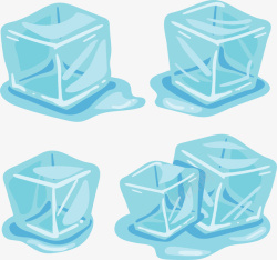 蓝色的冰块蓝色卡通融化冰块矢量图高清图片