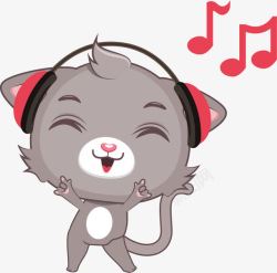音乐爱好者听音乐的小猫高清图片