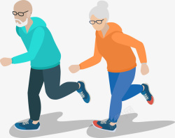 日常生活元素老人跑步运动矢量图高清图片