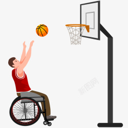 轮椅篮球运动员投篮插画矢量图素材