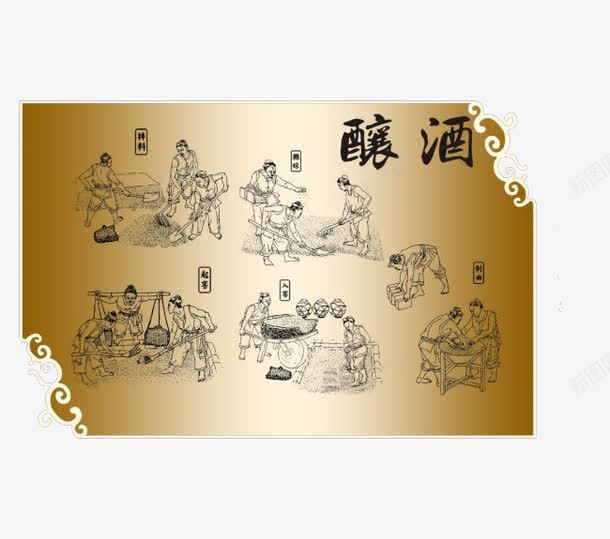 创意古代酿酒图插图元素png免抠素材_88icon https://88icon.com 书籍装帧 书籍装帧展示效果样机 创意 古代酿酒图 插图