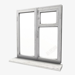 白色窗台格子窗素材