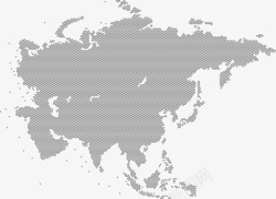 灰色波点亚洲地图矢量图素材