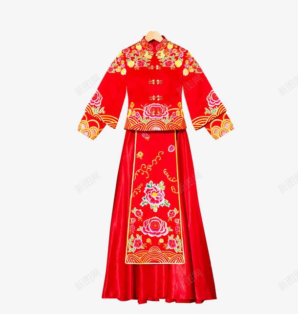 红色修身荷花秀禾服png免抠素材_88icon https://88icon.com 修身 免扣 套装 婚庆 实物图 新娘 秀禾服 红色 节日 荷花 高清