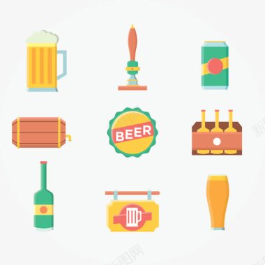 短板木桶啤酒用品图标图标