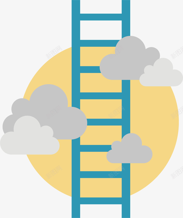 登上月空的天梯png免抠素材_88icon https://88icon.com 卡通 天梯 月亮 月空 梯子 白云 蓝色 黄色