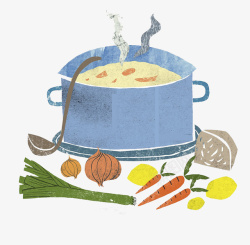 卡通汤麺熬了一锅好汤高清图片