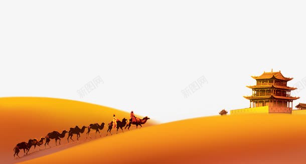 古城楼骆驼沙漠png免抠素材_88icon https://88icon.com 古城楼 旅游海报 沙漠 骆驼