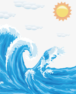 阳光装饰蓝色海浪背景装饰矢量图高清图片