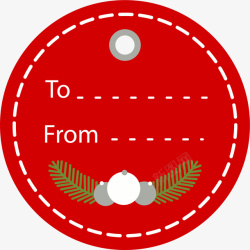 红色圣诞球圆形标签素材
