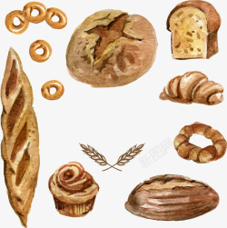 法式软面包手绘烘焙软面包矢量图高清图片