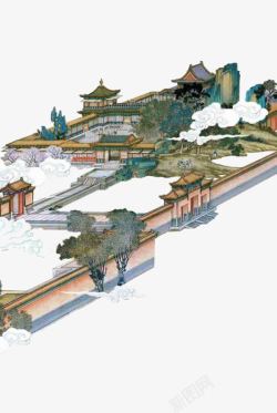 古典城墙中国画高清图片