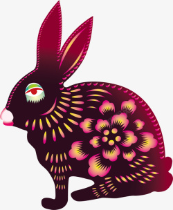 中国风剪纸玉兔插画素材