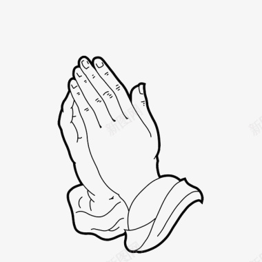 双手擦拭简笔手绘祈祷的手势图标图标