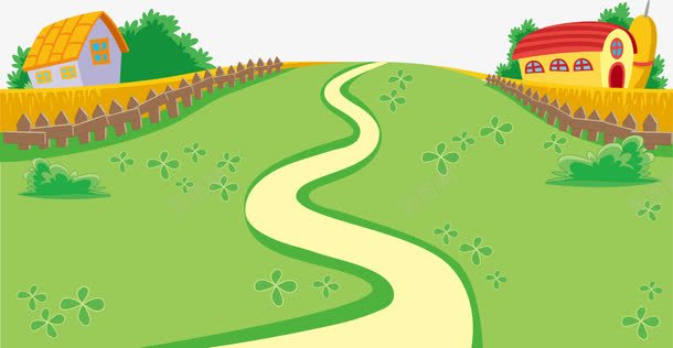 乡村小路png免抠素材_88icon https://88icon.com 乡村 乡村振兴 房屋 篱笆 绿色 草地 道路