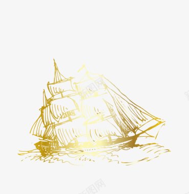 金色条形金色帆船图标图标