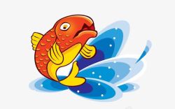 卡通锦锂从水中飞跃而起的锦鲤鱼高清图片