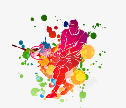 网球插画彩绘网球运动插画高清图片