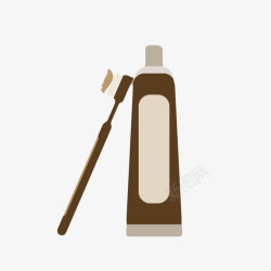 棕色塑料包装的牙膏管和牙刷实物素材