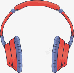 水彩耳包快乐音乐器材红色耳机矢量图高清图片