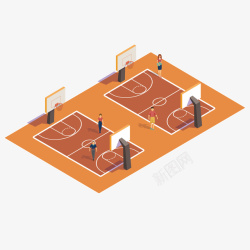 棕色篮球场地可爱的篮球场场景矢量图高清图片