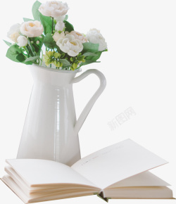 白花花瓶打开的书素材