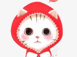 戴红头巾的小猫咪素材