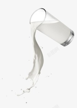 倒奶杯子里倒出来的牛奶高清图片