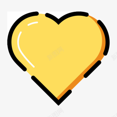 情人节心形背景黄色手绘圆弧心形元素矢量图图标图标